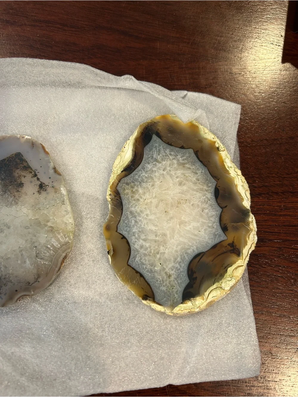 West Elm Agate Coaster Set in Brown and Gray with Gilded Edge